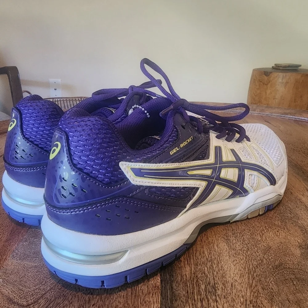 Asics Gel Rocket Volleyball Sneakers B455N Purple Mesh Lace Up Shoes Womens 9.5